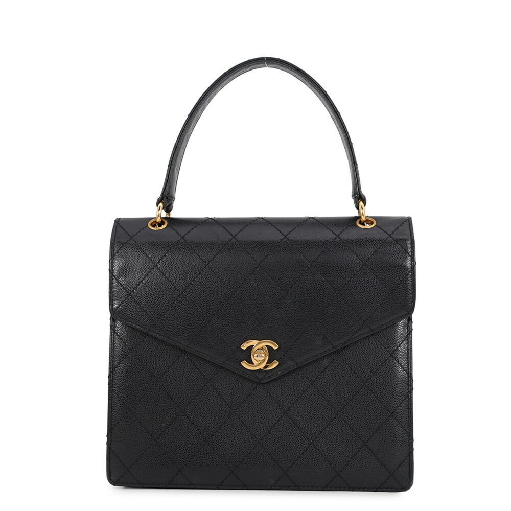 Chanel handbag, Matelassé, Coco Mark, V-flap, caviar leather, black.